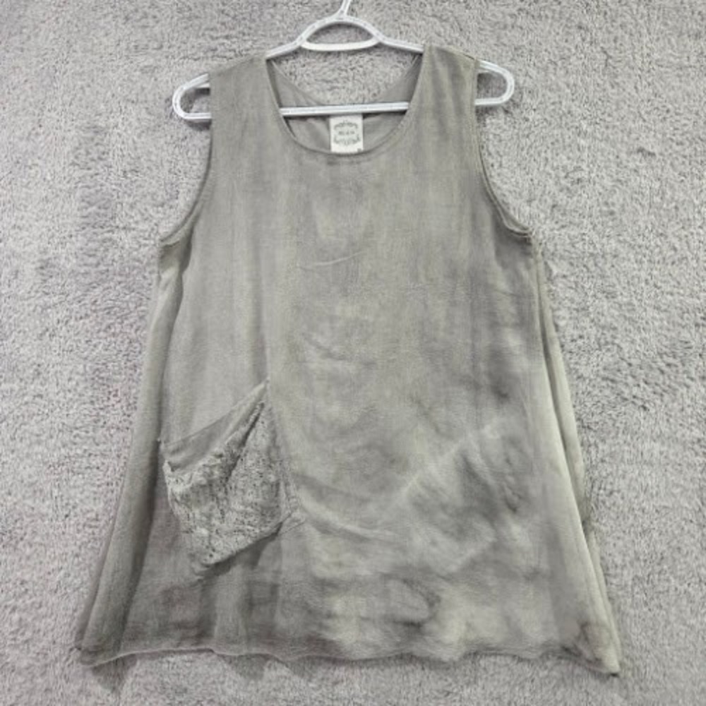 Fleur de Lis Tank Top Women Medium Gray Whimsigoth Fairy Grunge Lace Asymmetric